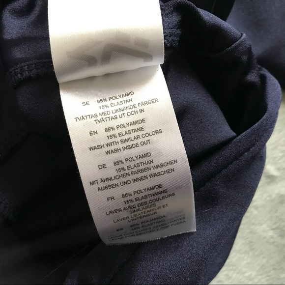 Röhnisch Liza Shiny Logo Workout Leggings Tights Glossy Blue Black XL - Picture 12 of 13